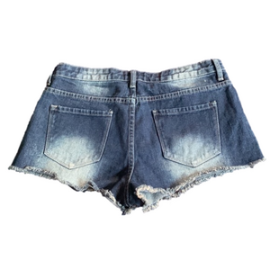 Forever 21 Ripped, Frayed & Fringed Blue Short Denim Shorts
